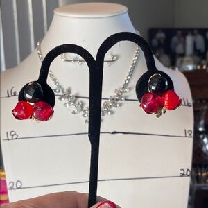 Elegant Red and Black Earrings